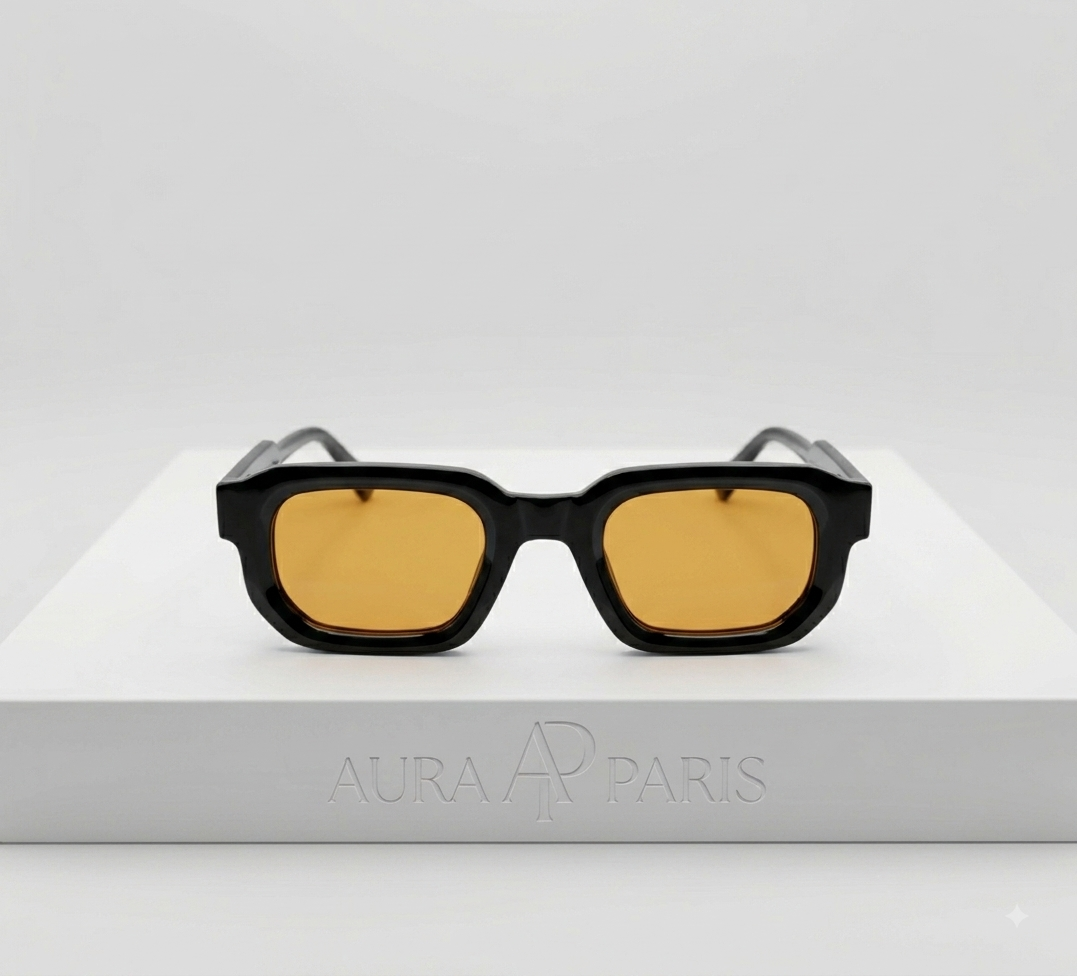Lunettes de soleil noires – Verres ambrés – UV400