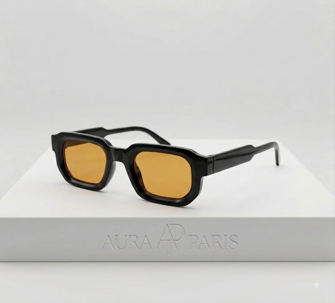 Lunettes de soleil noires – Verres ambrés – UV400
