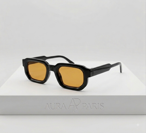 Lunettes de soleil noires – Verres ambrés – UV400