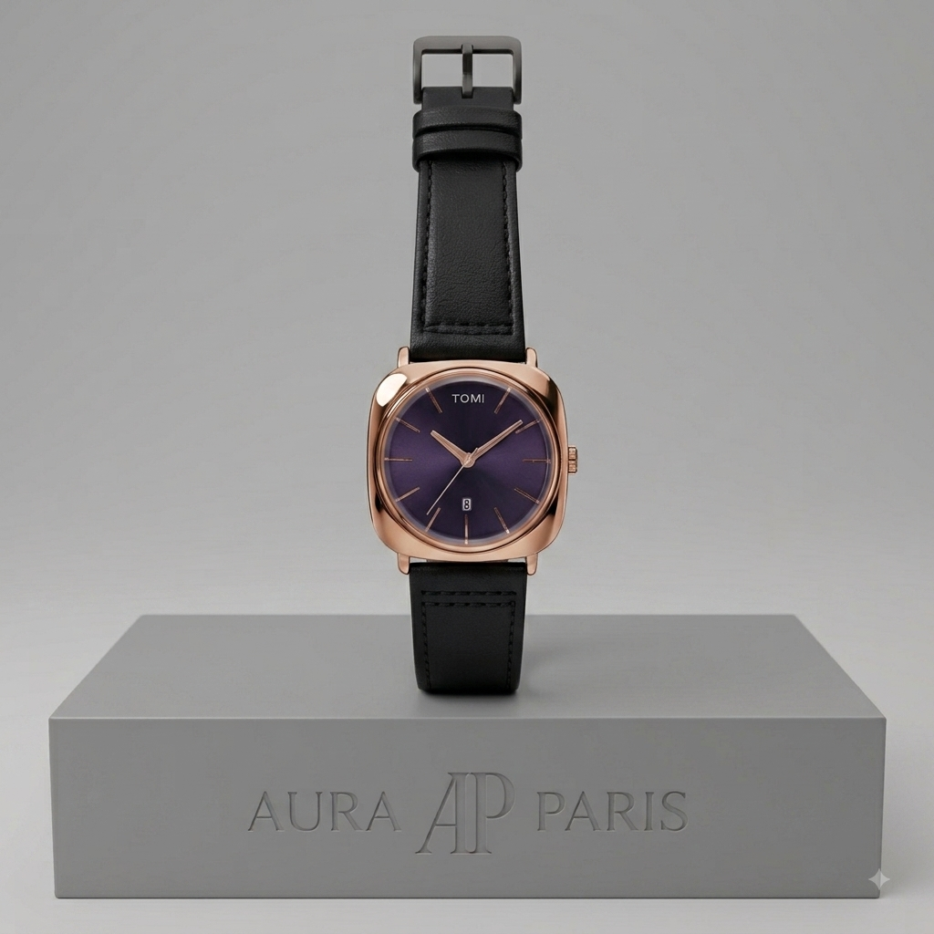 TOMI 084 Watch - Black / Gold-tone Grey