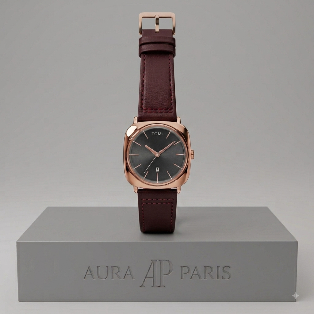 TOMI 084 Watch - Brown / Gold Grey